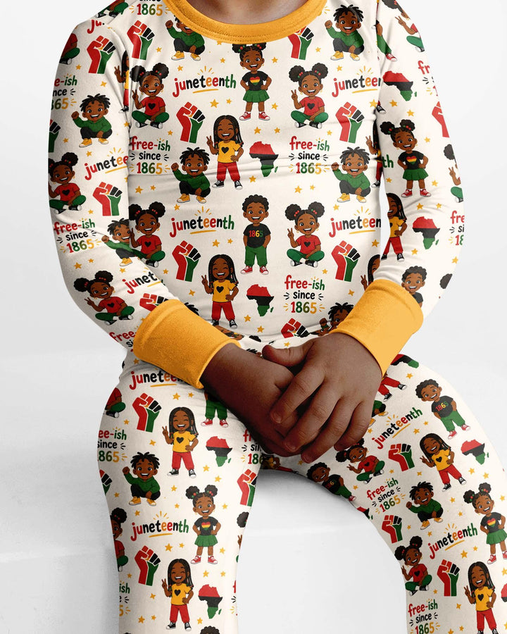 Juneteenth Free-ish Since 1865 Bamboo Two Piece Long Sleeve Pajama Set