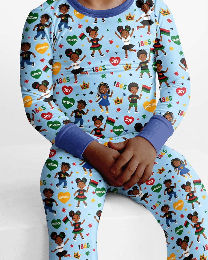 Celebrate Juneteenth Freedom Bamboo Two Piece Long Sleeve Pajama Set