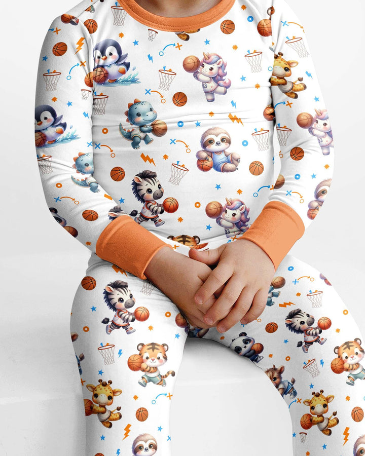 Zweiteiliges Langarm-Pyjama-Set mit Sommerfrüchten