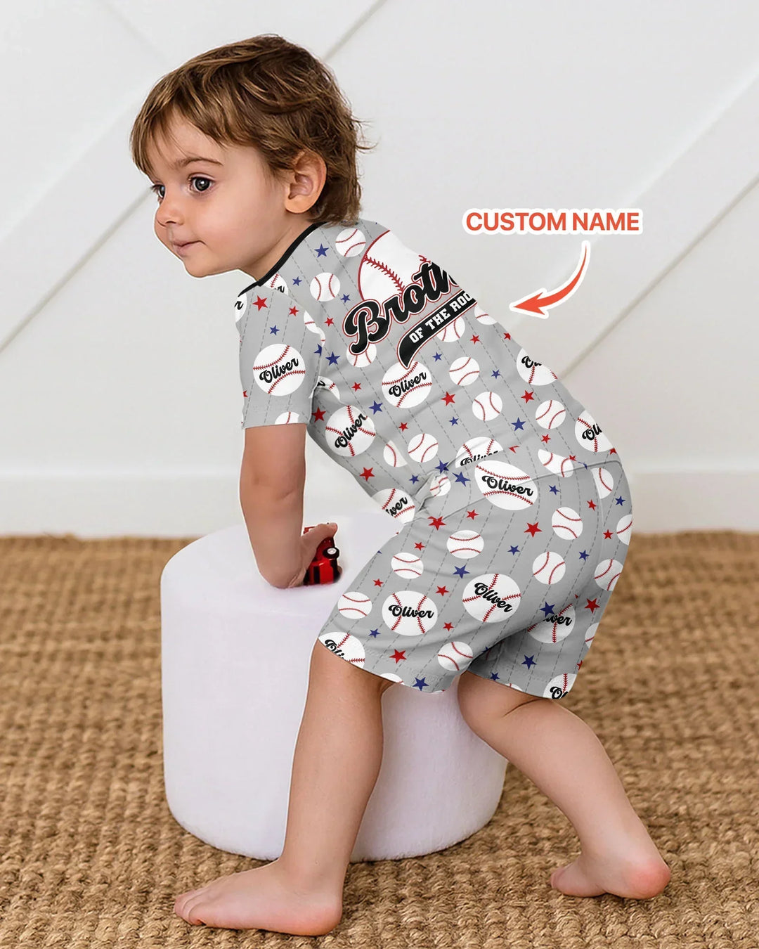 Custom Name Rookie of The Year Matching Bamboo Two Piece Short Sleeve Shorts Pajama Set
