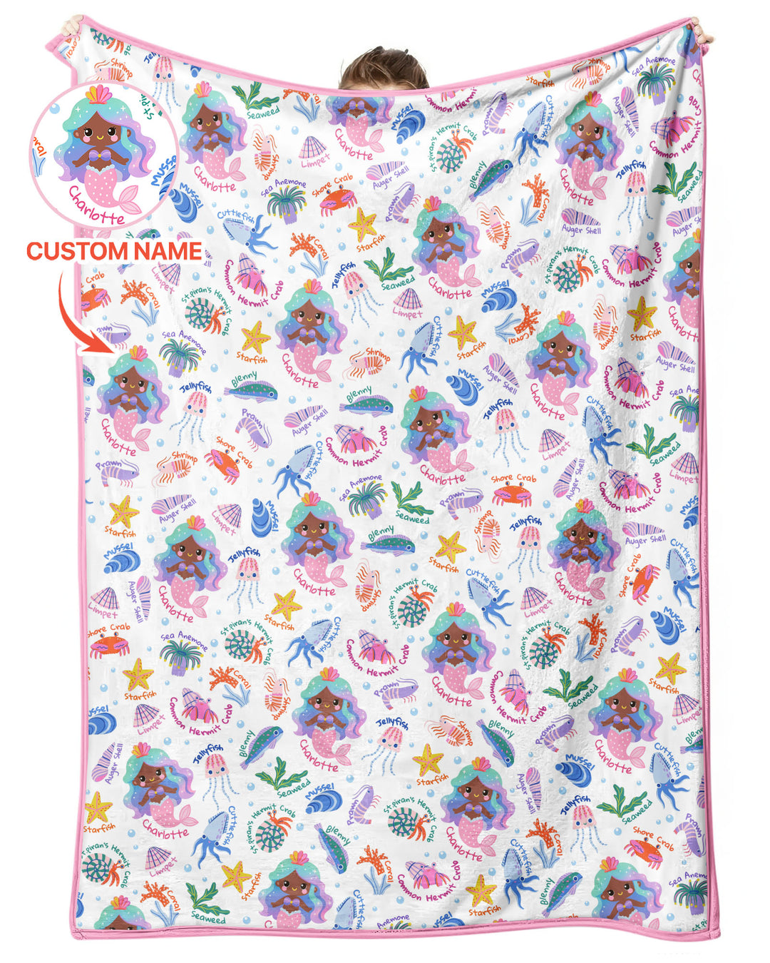 Personalized Cute Mermaid Bamboo Blanket
