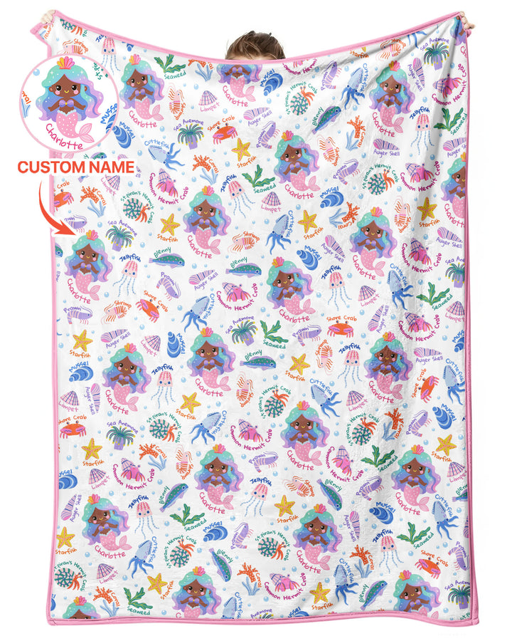 Personalized Cute Mermaid Bamboo Blanket