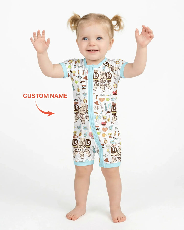 Custom Kids Name Best Dad Ever Bamboo Shorty Zippy