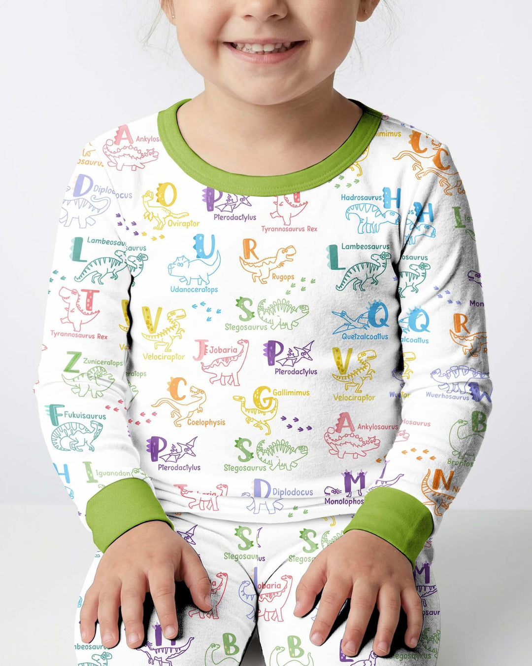 Dino Alphabet ABC Bamboo Two Piece Long Sleeve Pajama Set