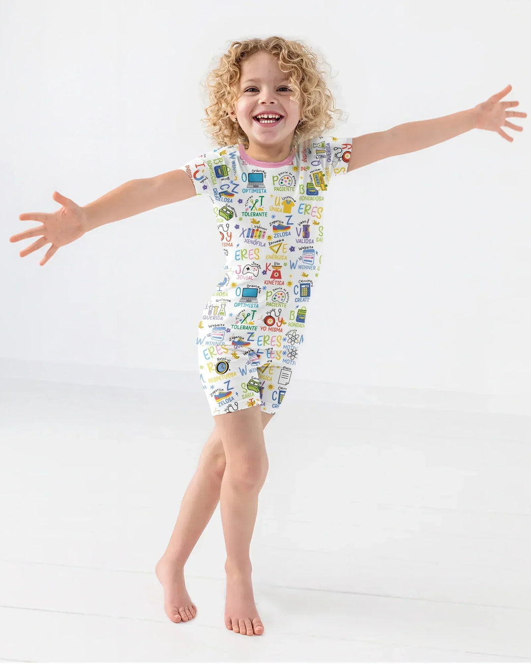 You Are Spanish Alphabet Version Bamboo Two Piece Short Sleeve Shorts Pajama Set
