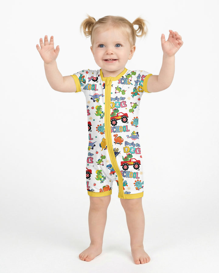 First Day of Preschool T-Rex Bamboo Shorty Zippy