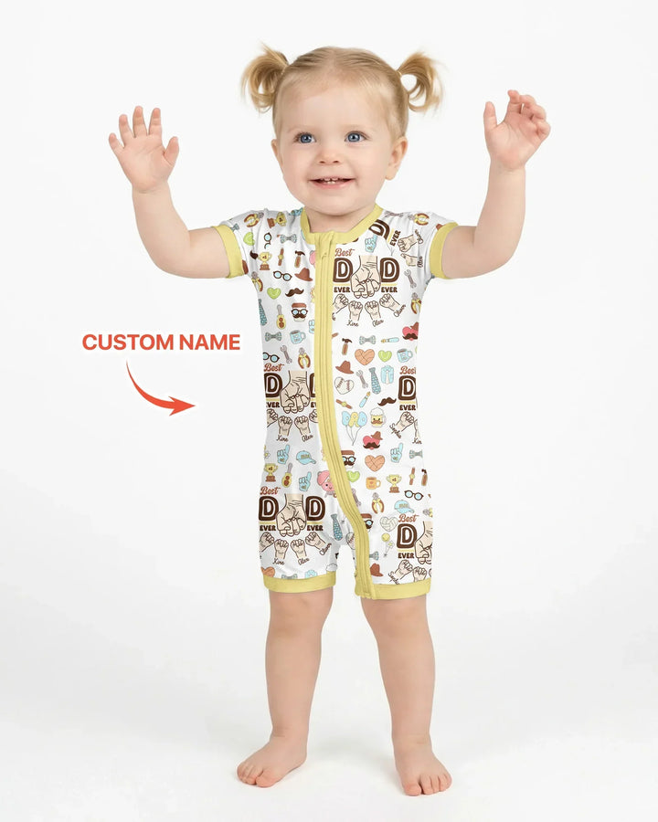 Custom Kids Name Best Dad Ever Bamboo Shorty Zippy