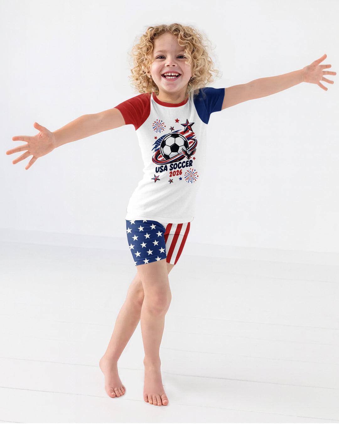 USA Soccer 2026 Family Matching Bamboo Two Piece Short Sleeve Shorts Pajama Set
