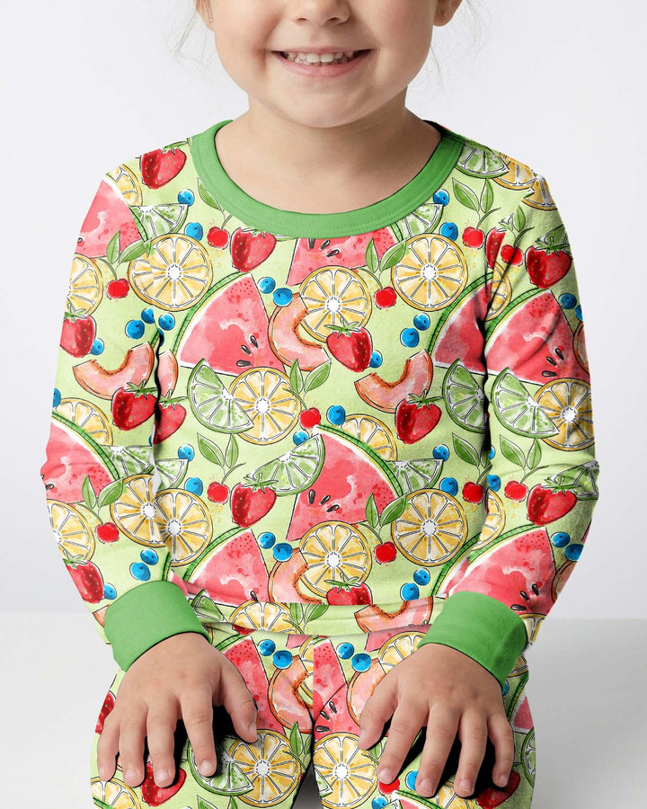 Sweet Summer Fruits Family Matching Bamboo Two Piece Long Sleeve Pajama Set