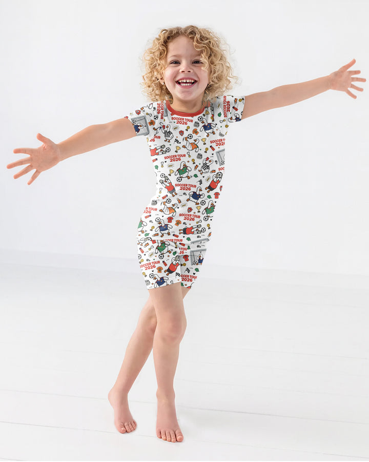 Funny Goose Soccer Tour 2026 Bamboo Two Piece Short Sleeve Shorts Pajama Set