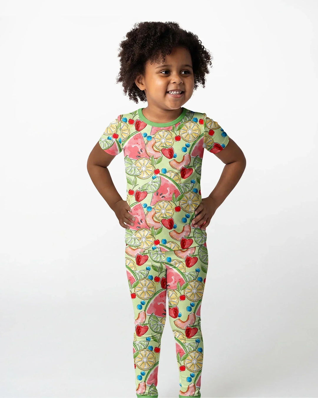 Sweet Summer Fruits Family Matching Bamboo Two Piece Short Sleeve Pajama Set