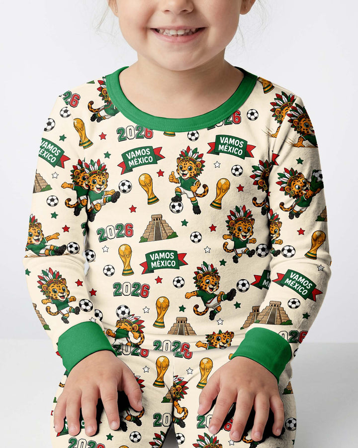 Jaguar 2026 Vamos Mexico Family Matching Bamboo Two Piece Long Sleeve Pajama Set