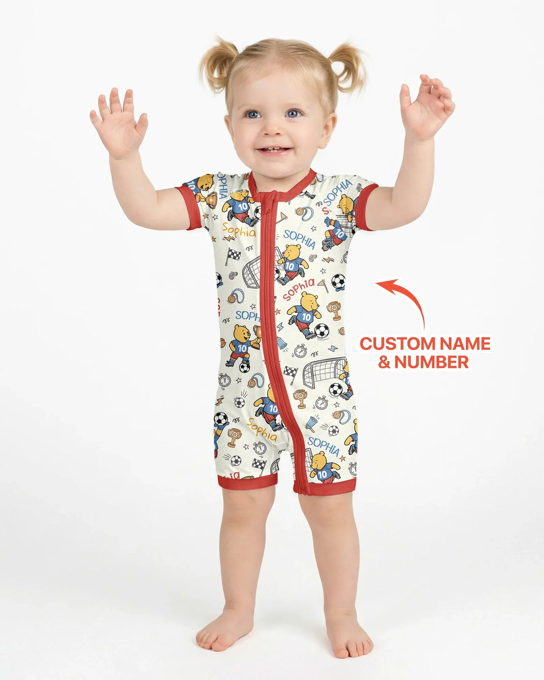 Plantilla PERSONALIZADA de Bambú Pijama Corto con Cremallera