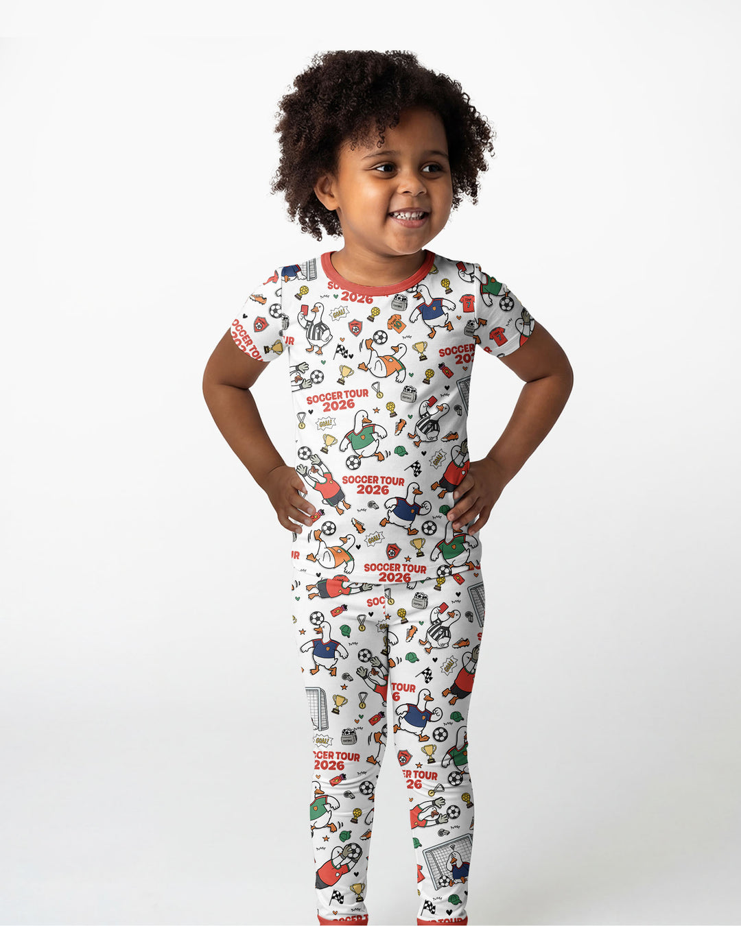 Funny Goose Soccer Tour 2026 Bamboo Two Piece Short Sleeve Pajama Set