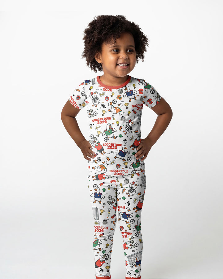 Funny Goose Soccer Tour 2026 Bamboo Two Piece Short Sleeve Pajama Set
