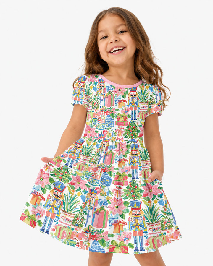 Watercolor Nutcracker Holiday Bamboo Twirl Dress