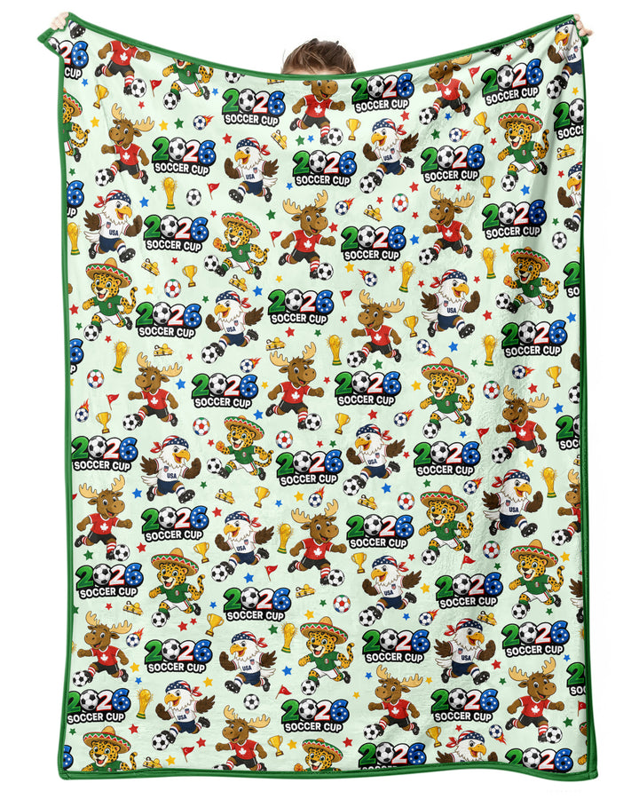 Soccer Cup Cute Mascots Bamboo Blanket
