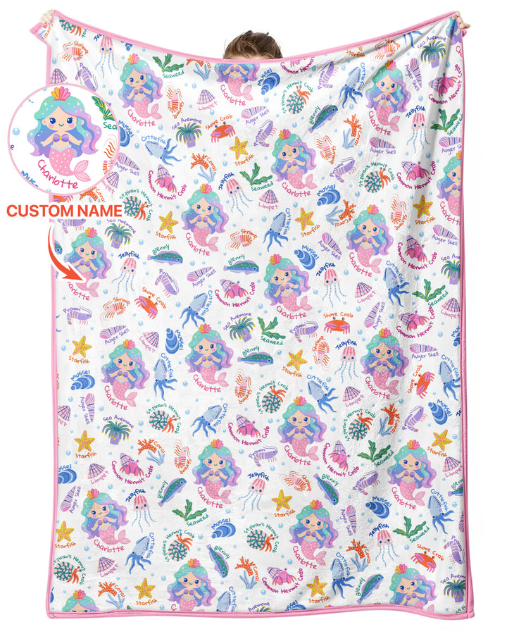 Personalized Cute Mermaid Bamboo Blanket