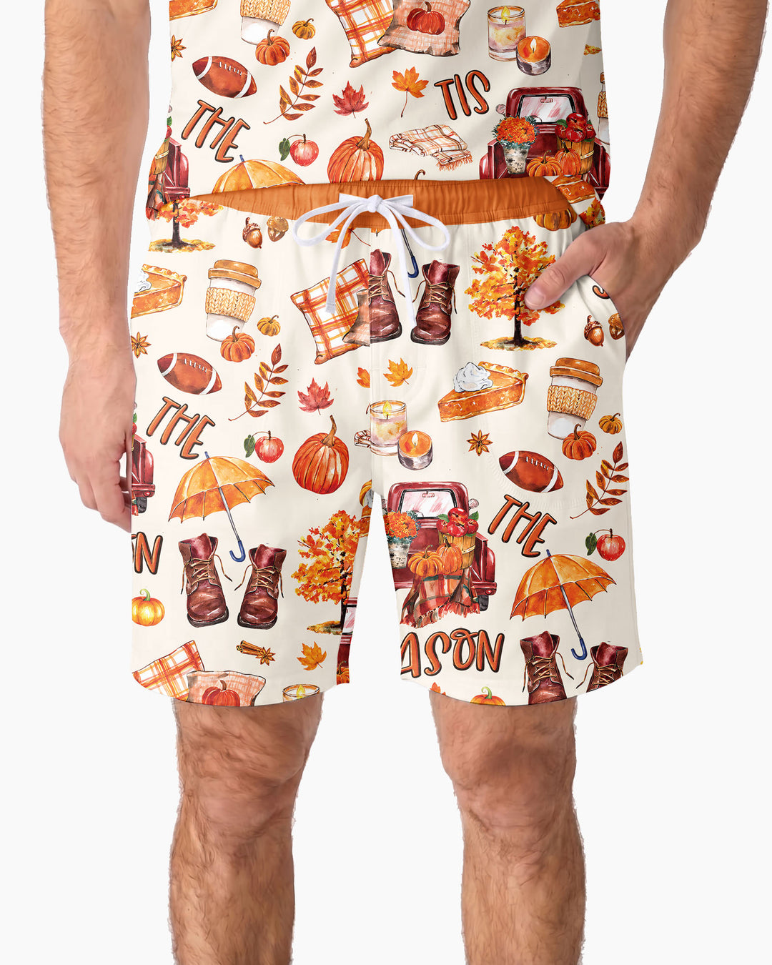 Fall Tis the Season Bamboo Men Short Sleeve Short Pajama Set