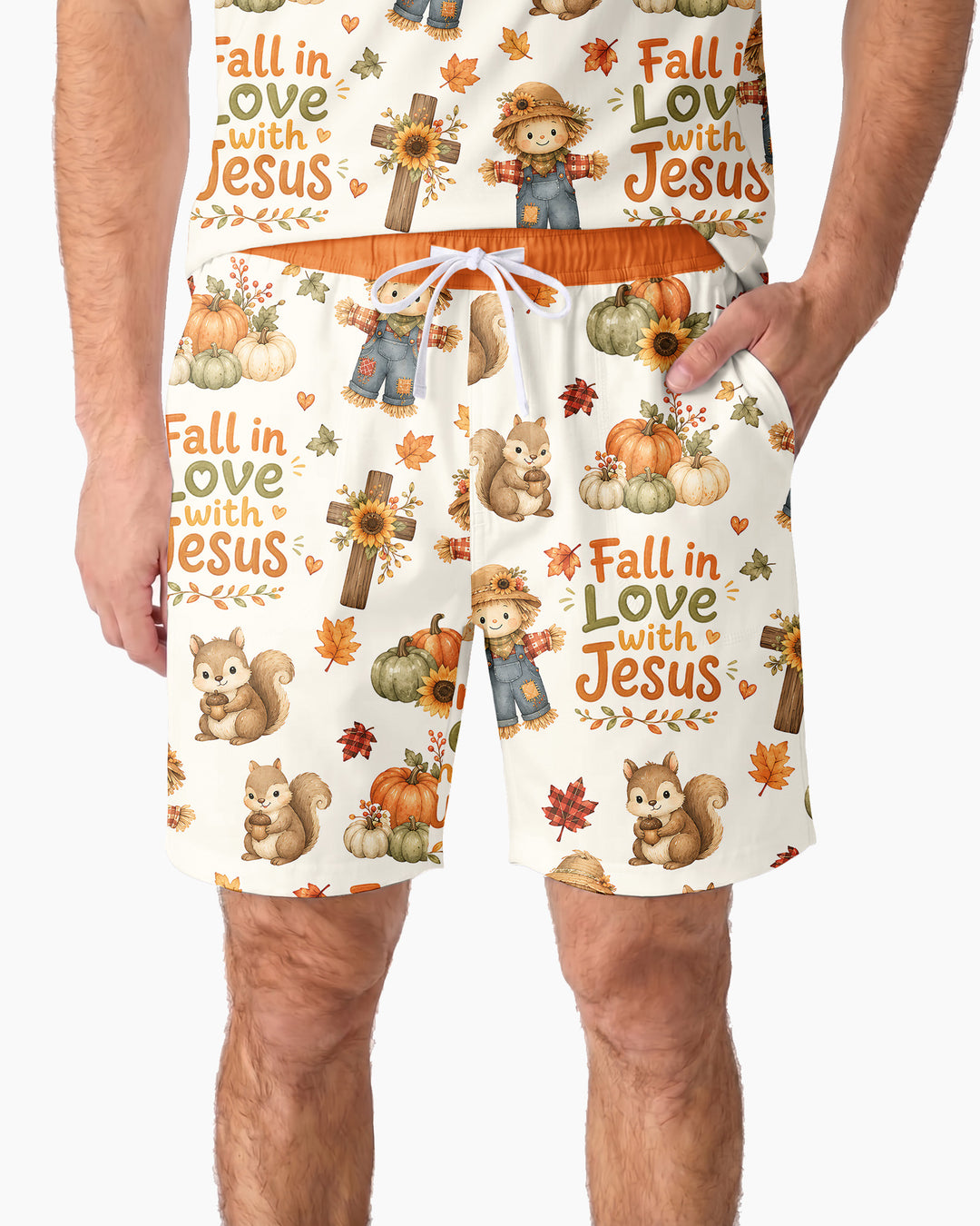 Fall For Jesus Bamboo Men Short Sleeve Short Pajama Set