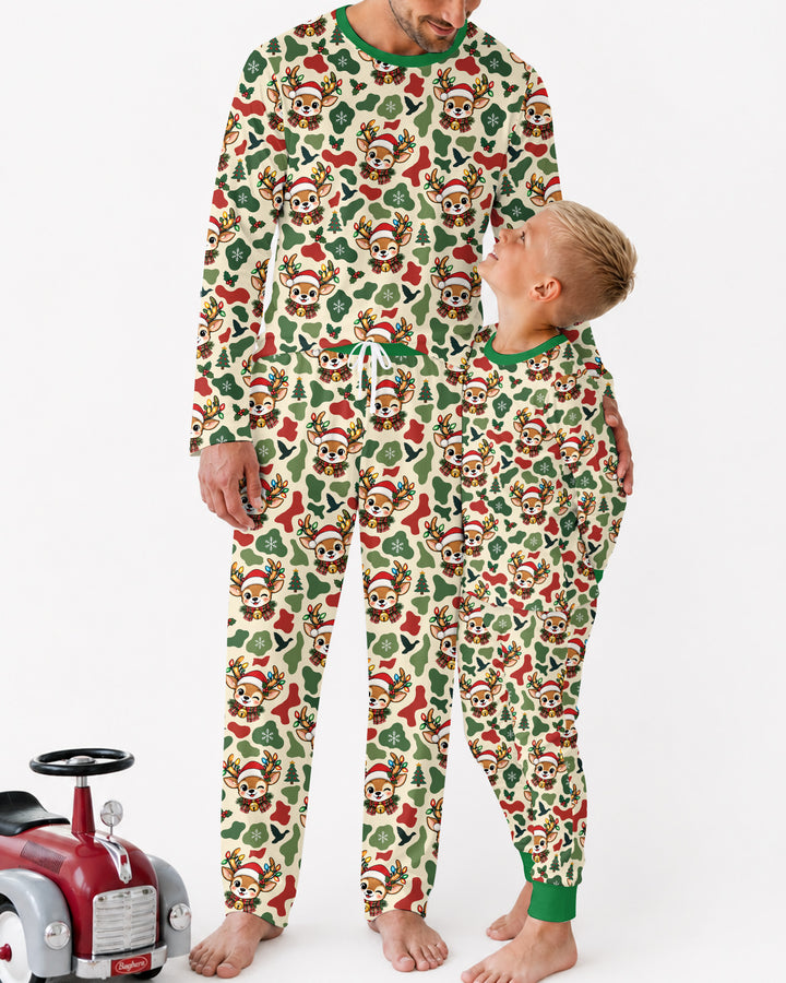 Christmas Deer Hunting Camo Bamboo Men's Pajama Set