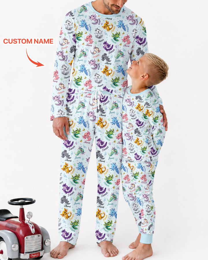 I Love You Axolotl Custom Name Bamboo Men's Pajama Set