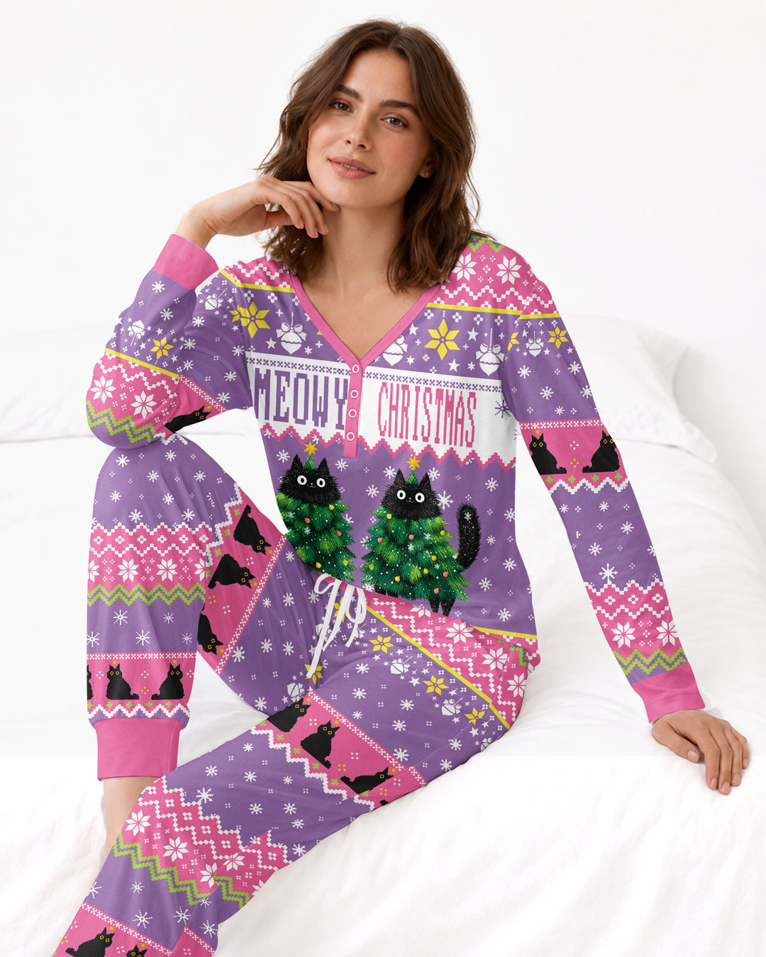 Meowy Christmas Bamboo Women Pajama Set