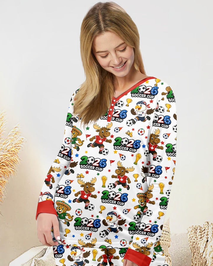 Soccer Cup Cute Mascots Bamboo Women Pajama Set