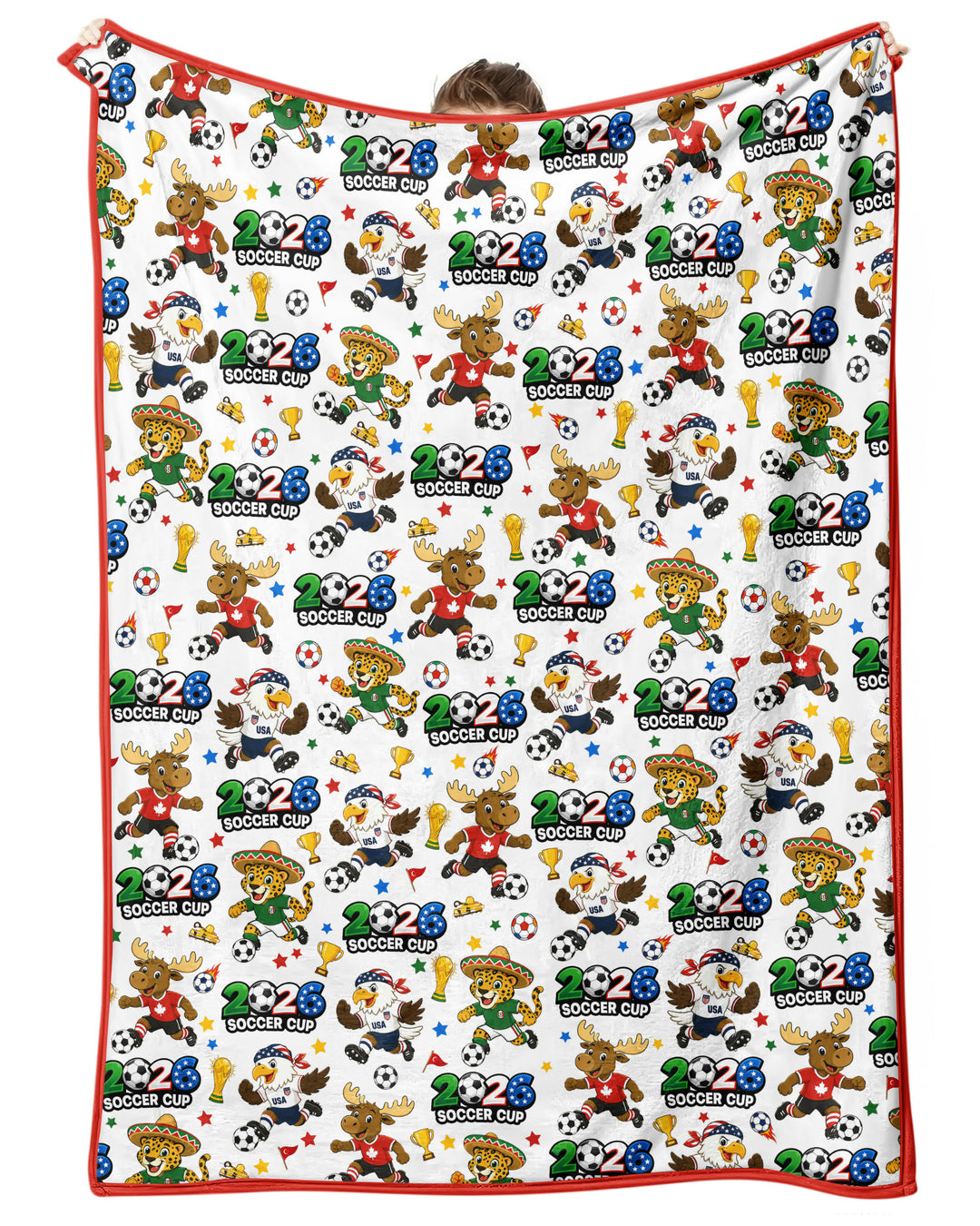 Soccer Cup Cute Mascots Bamboo Blanket