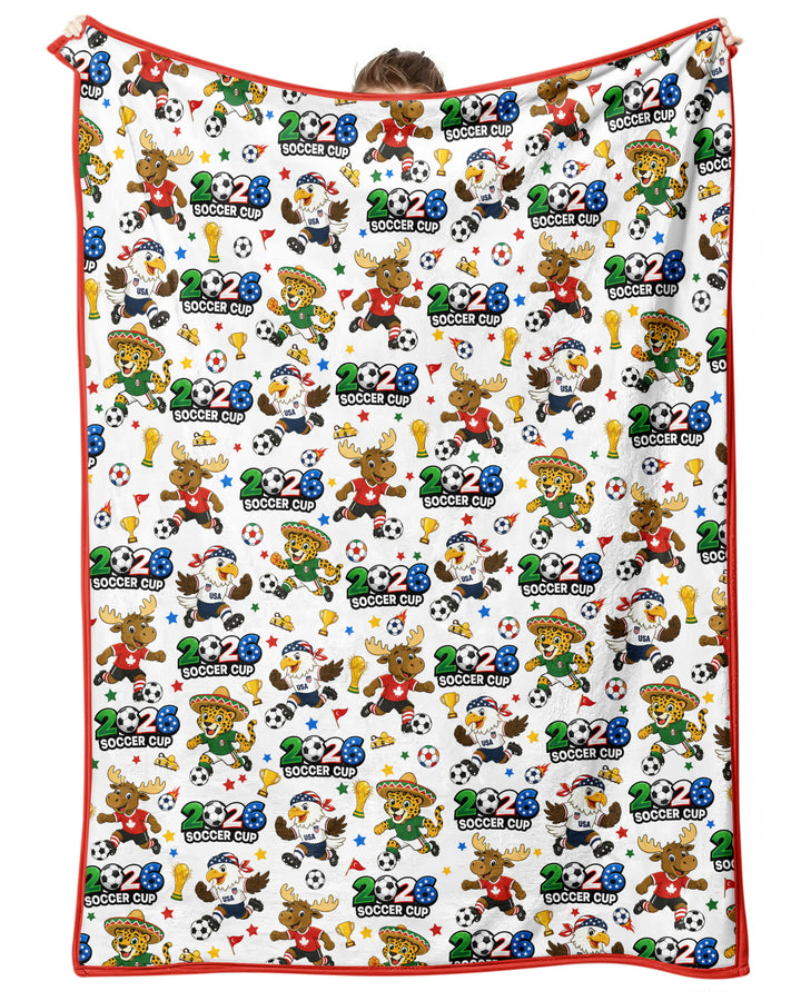 Soccer Cup Cute Mascots Bamboo Blanket