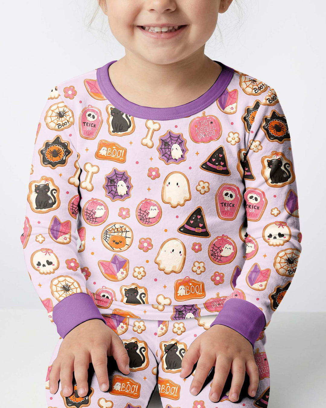 Cute Halloween Sugar Cookies Bamboo Two Piece Long Sleeve Pajama Set