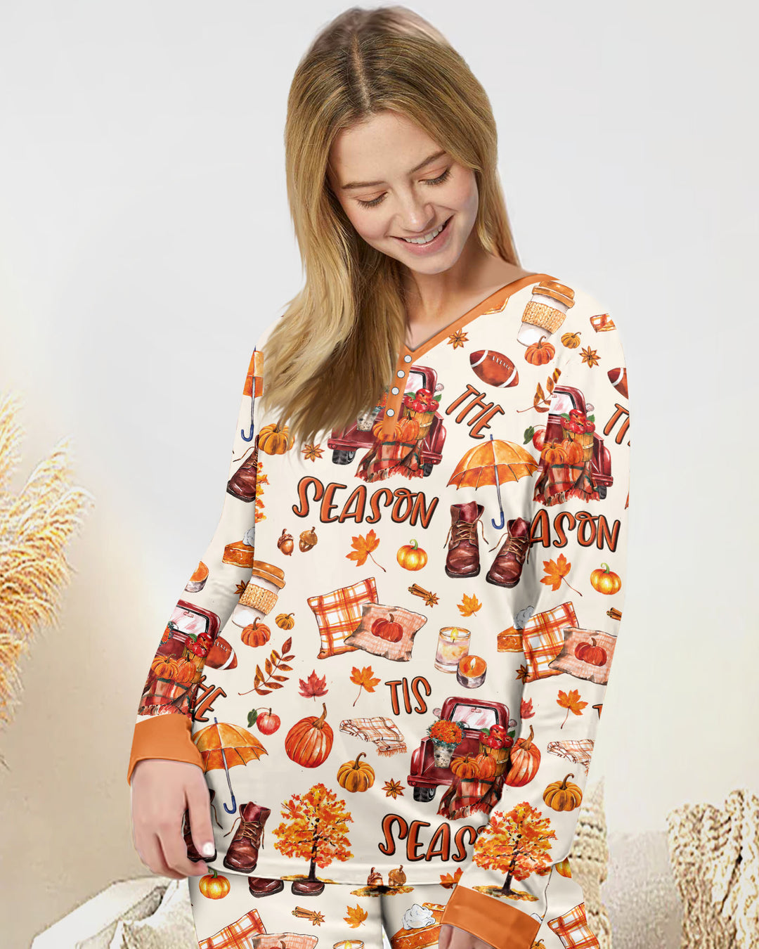 Plantilla de conjunto de pijama de mujer de bambú