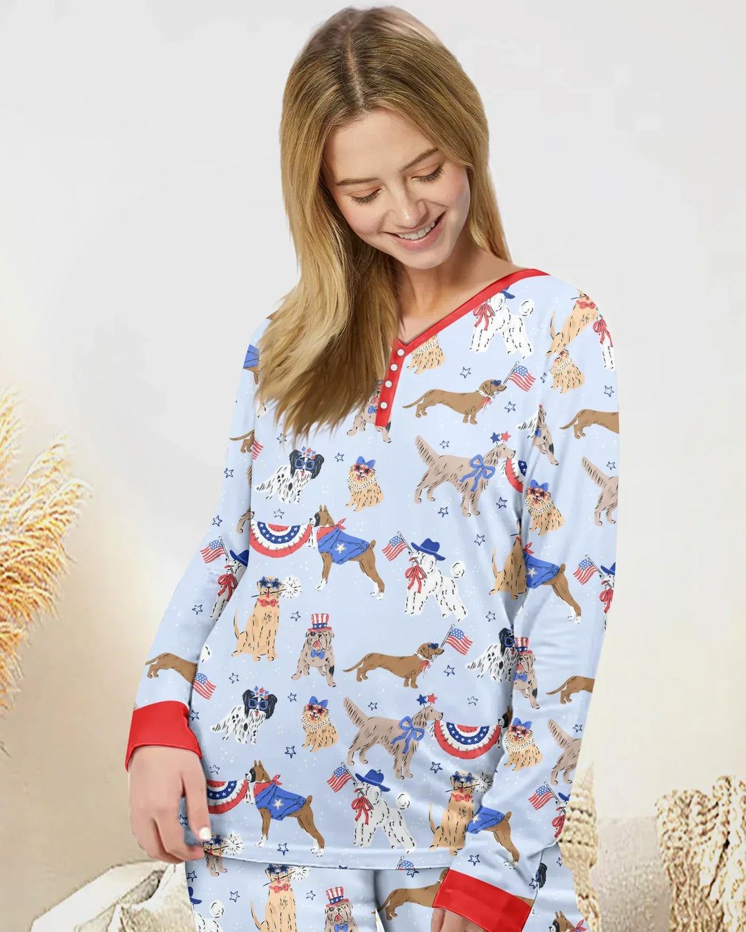 Patriotic Pups Family Matching Bamboo Women Pajama Set