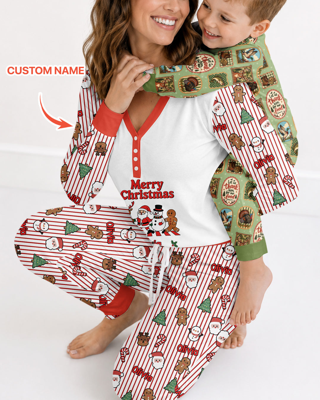 Custom Name Funny Christmas Crossing Bamboo Women Pajama Set