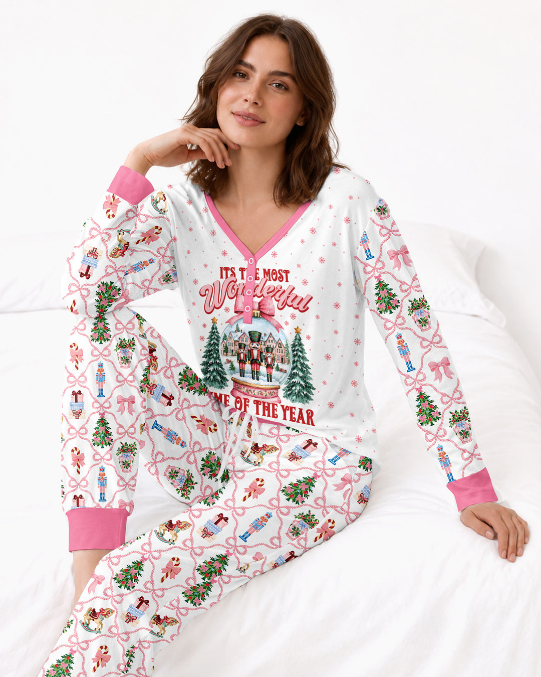 Nutcracker and Snow Globe It's Most Wonderful Time of The Year Bamboo Women Pajama Set