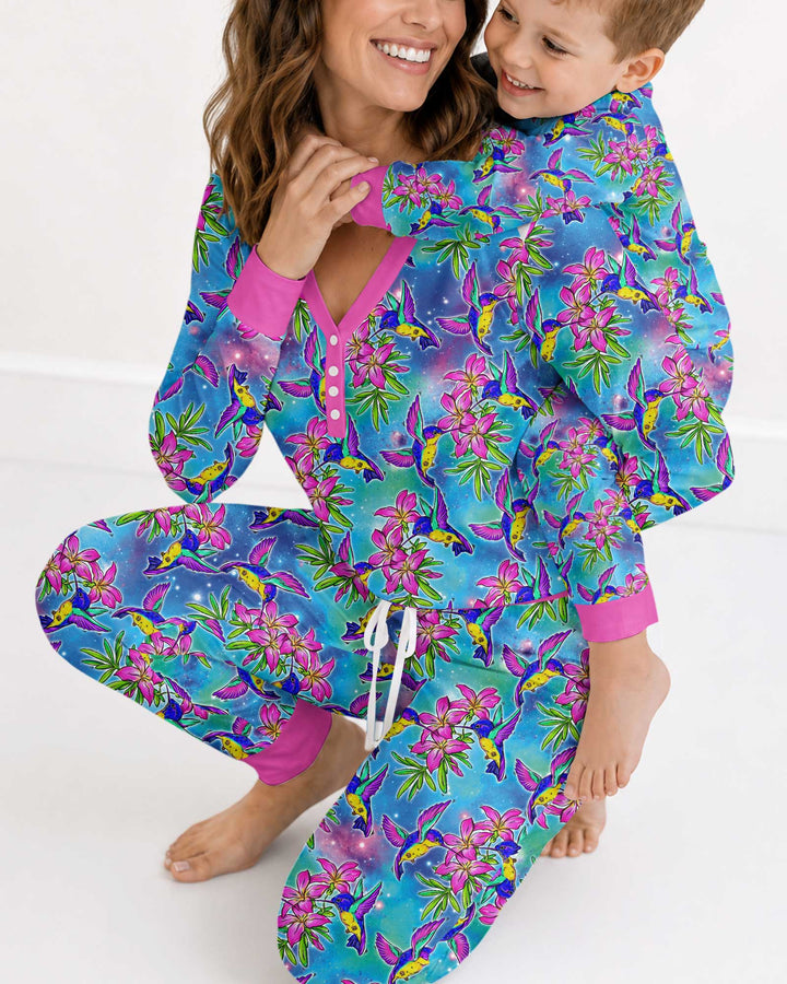 Floral Hummingbird Bamboo Women Pajama Set