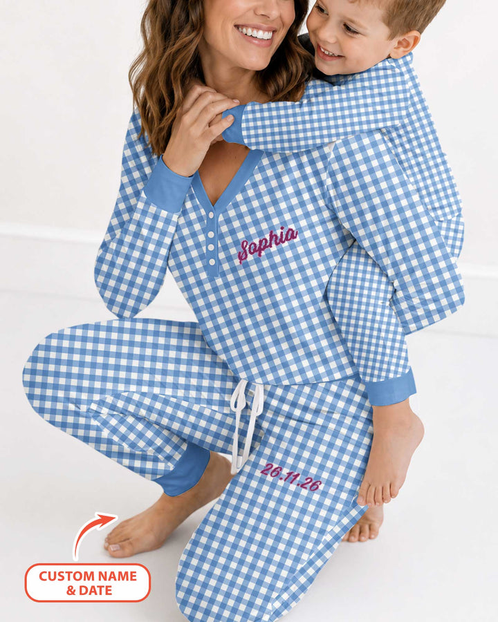 Embroidered Seersucker Bamboo Women Pajama Set