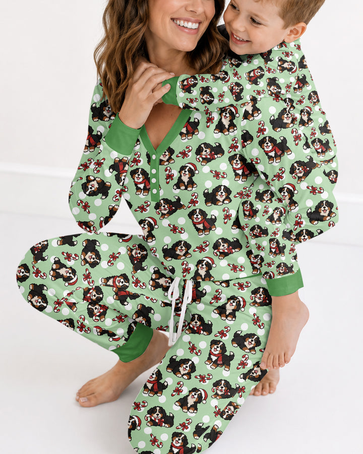 Holiday Bernese Mountain Christmas Dog Bamboo Women Pajama Set