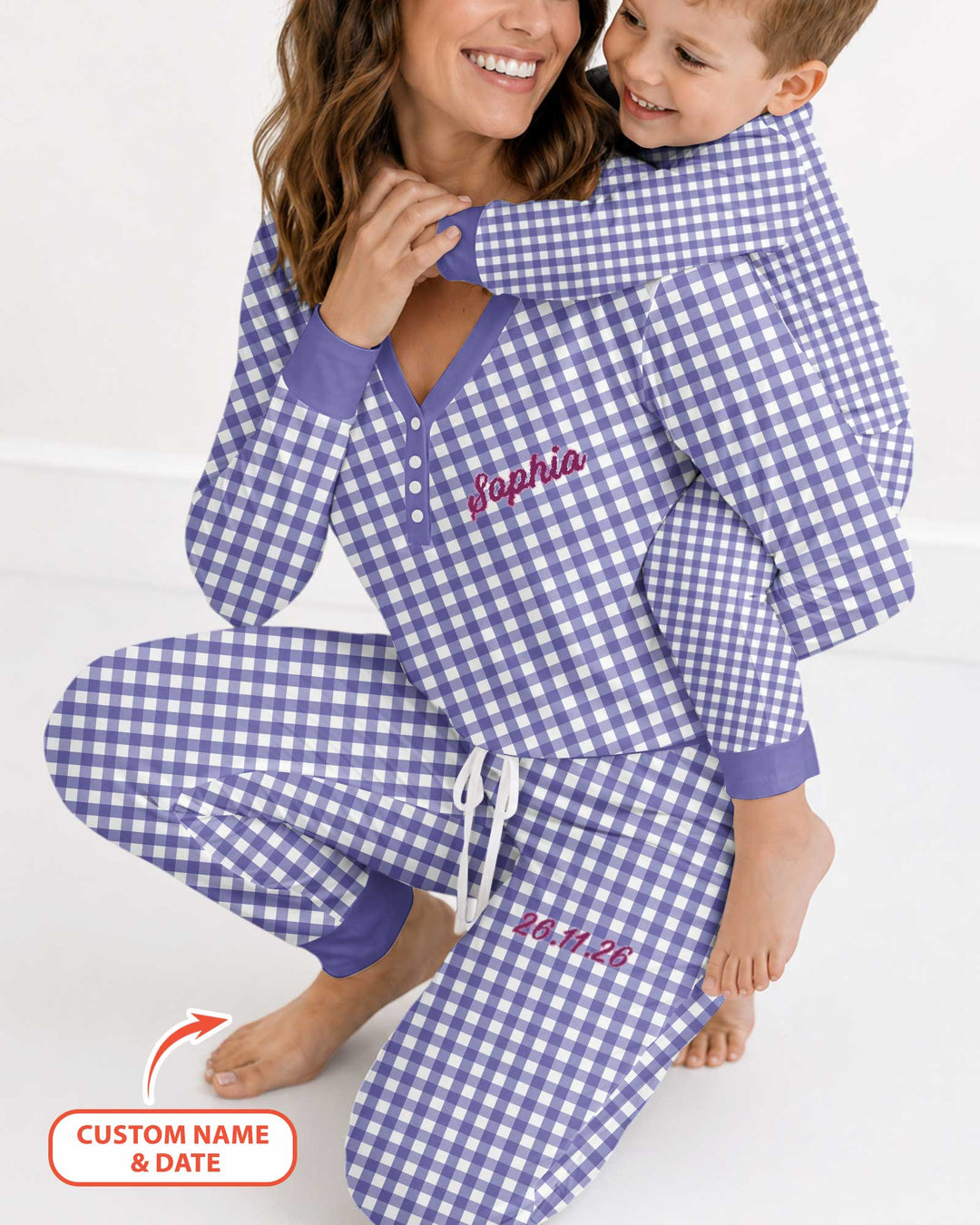 Embroidered Seersucker Bamboo Women Pajama Set