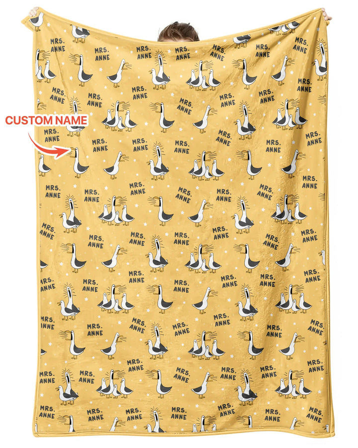 Custom Funny Seagulls Teacher Bamboo Blanket