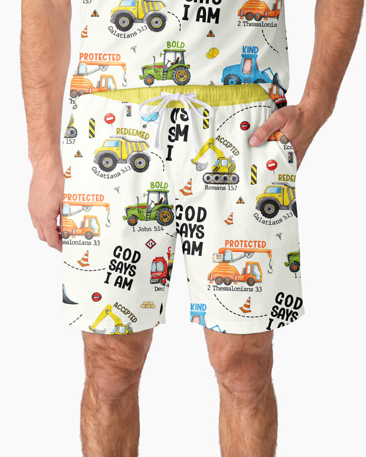 God Says I Am Men Short Sleeve Short Pajama Set