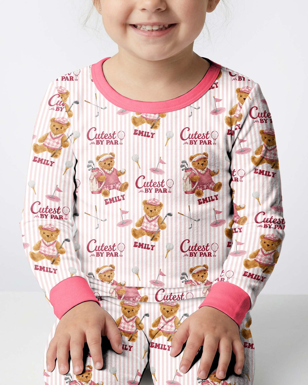 Cutest By Par Custom Name Bamboo Two Piece Long Sleeve Pajama Set