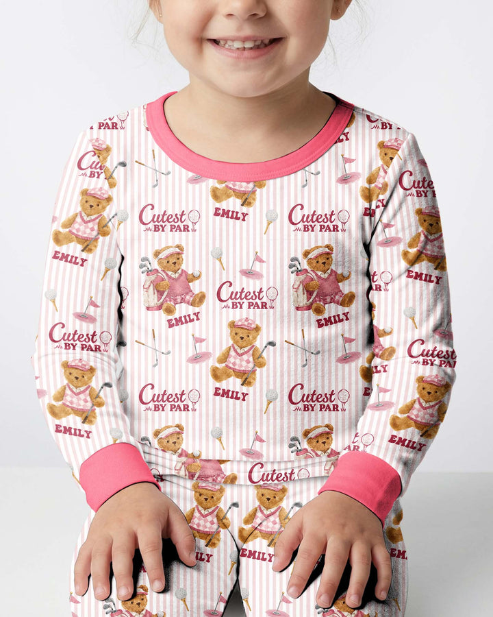Cutest By Par Custom Name Bamboo Two Piece Long Sleeve Pajama Set