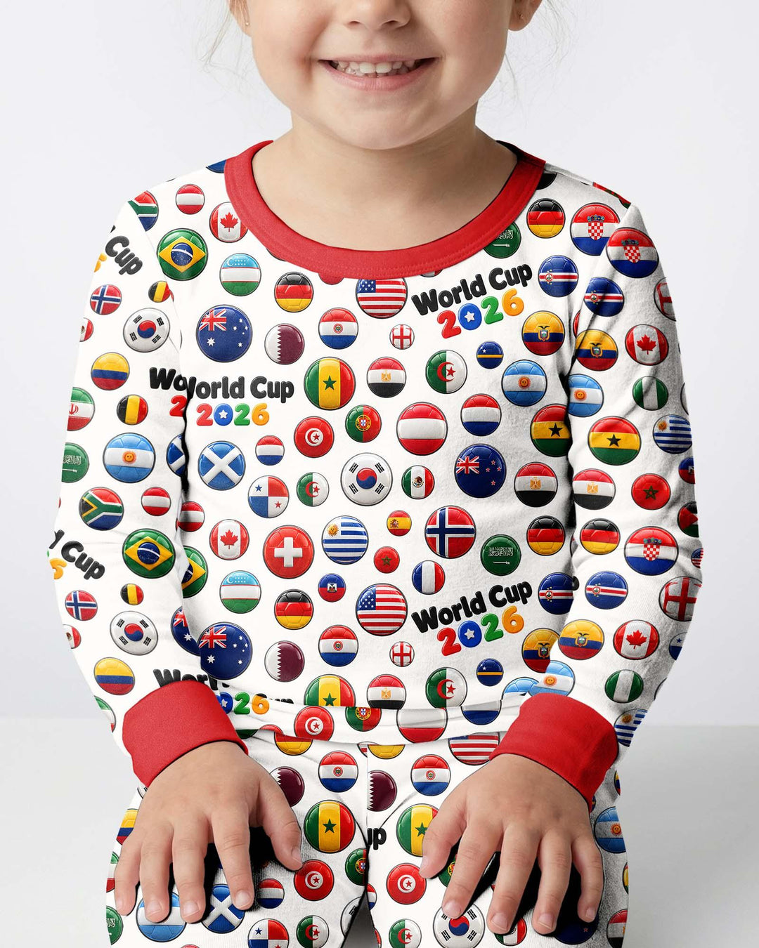 Soccer Cup All Country Balls Bamboo Two Piece Long Sleeve Pajama Set