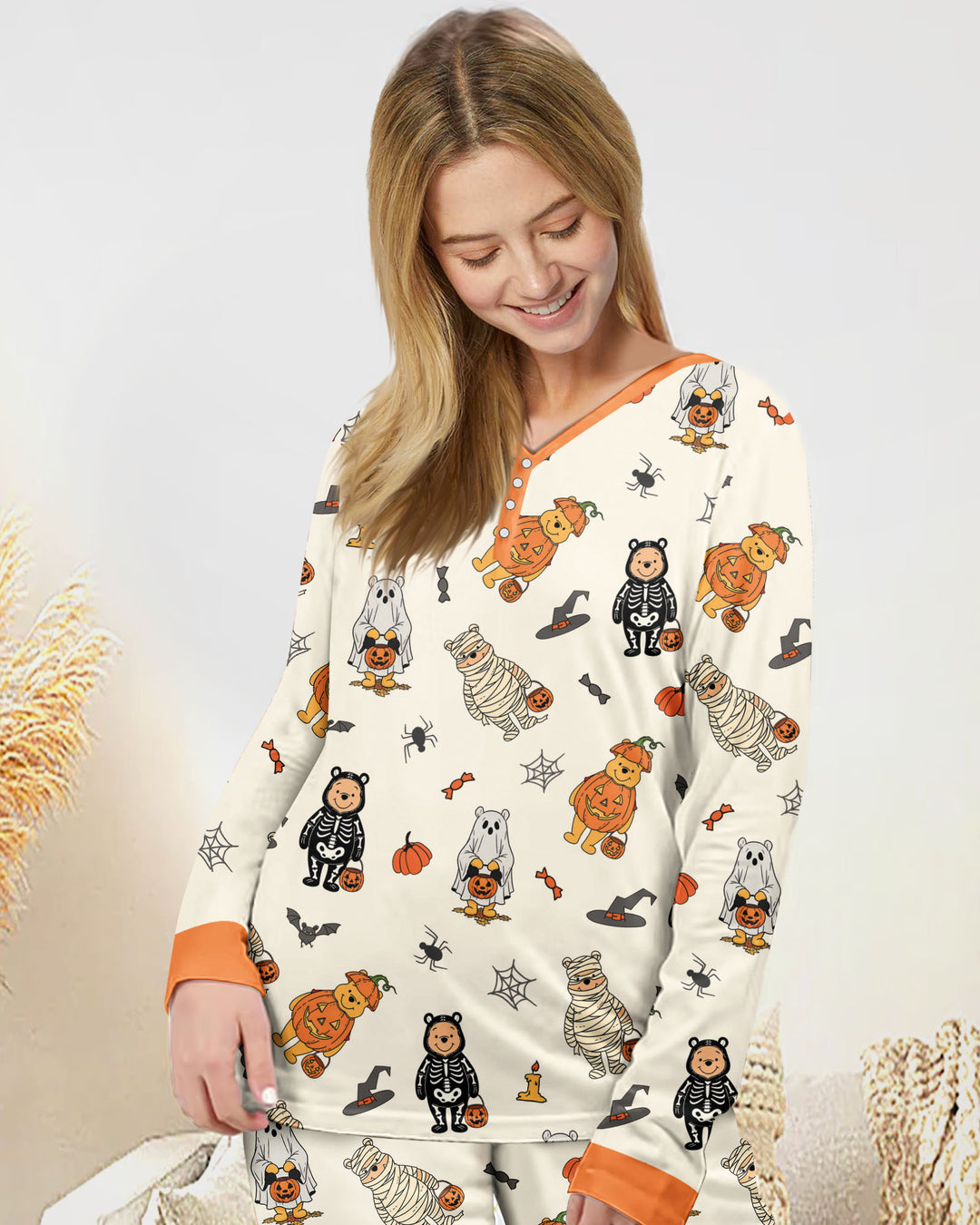 Plantilla de conjunto de pijama de mujer de bambú