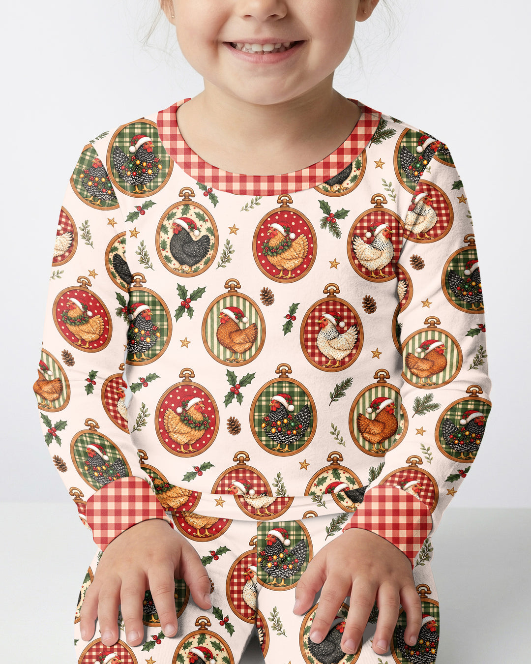 Chicken Merry Clucking Christmas Bamboo Two Piece Long Sleeve Pajama Set
