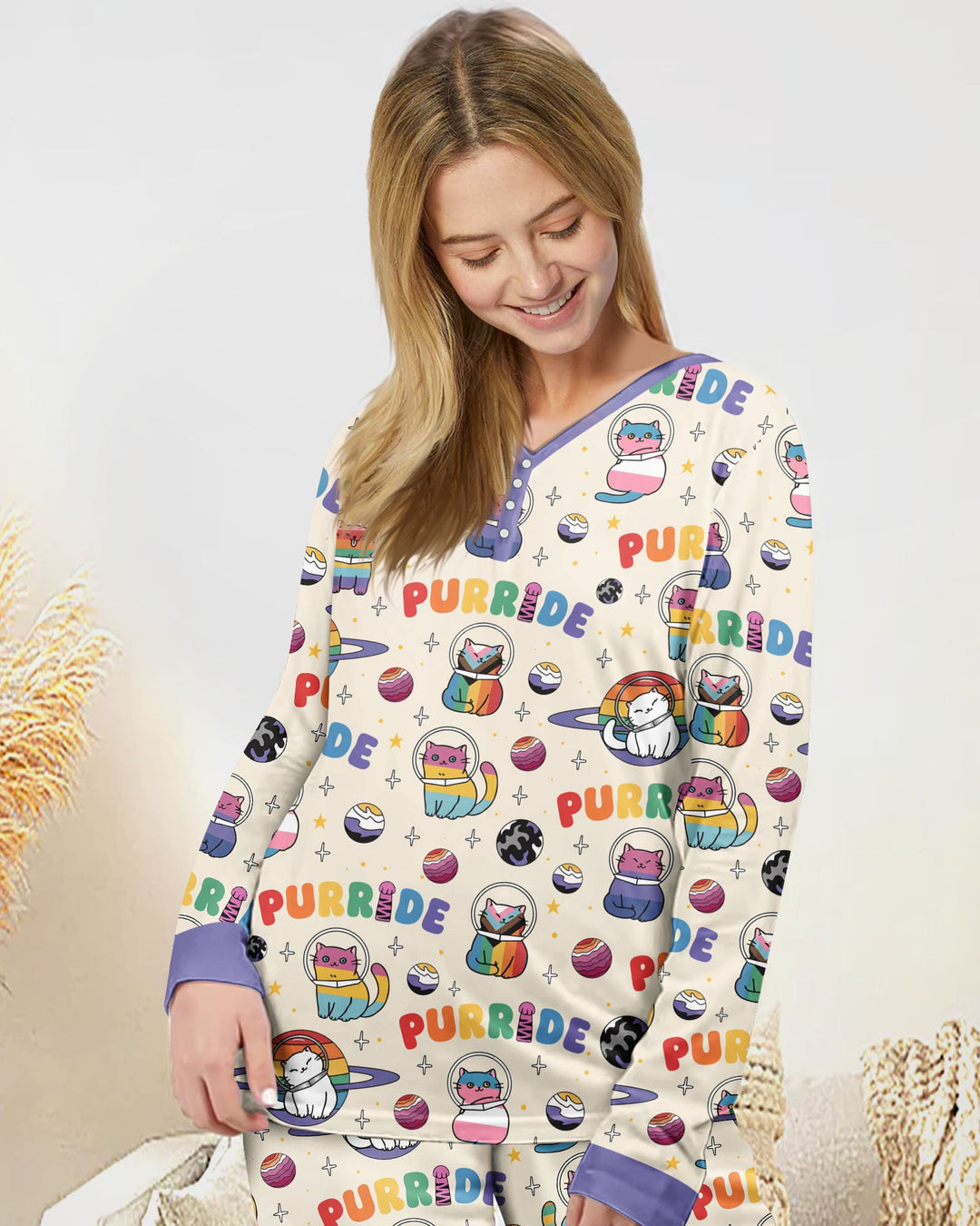 Plantilla de conjunto de pijama de mujer de bambú