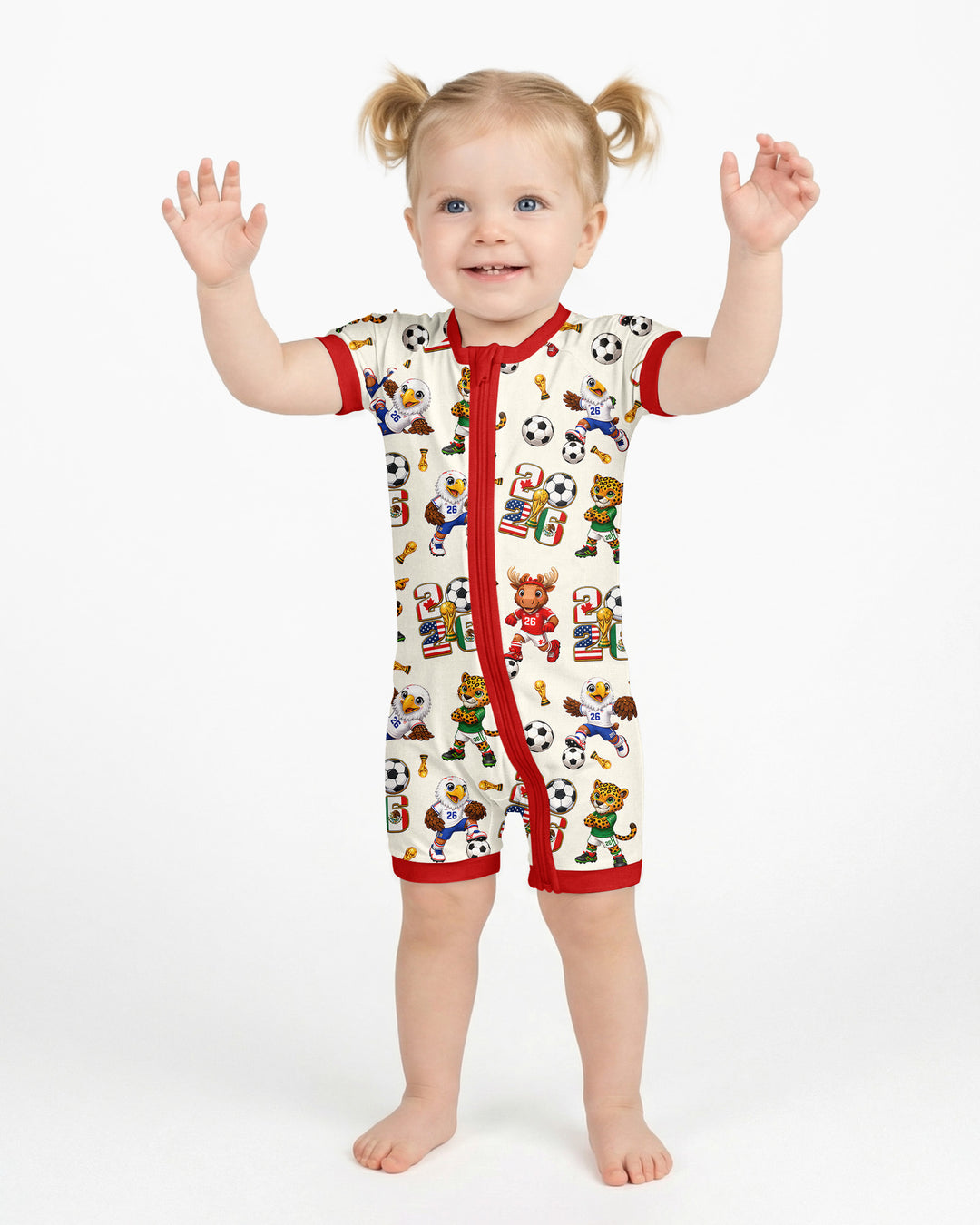Cute Soccer Mascots USA CAN MEX Bamboo Shorty Zippy