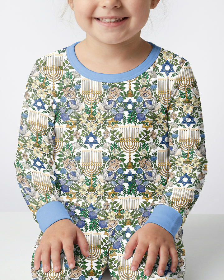 Hanukkah the Festival of Lights Mommy & Me Matching Bamboo Two Piece Long Sleeve Pajama Set