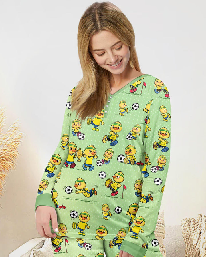 Brasil Soccer Fan Family Matching Bamboo Women Pajama Set